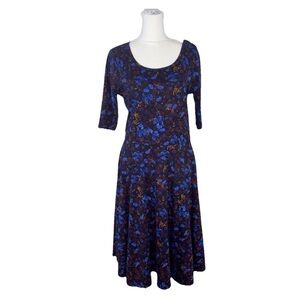 LuLaRoe Women's Nicole Size Large Blue Floral  Dress